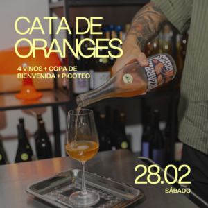cata de vinos orange en tienda de vinos naturales malasana madrid root concept